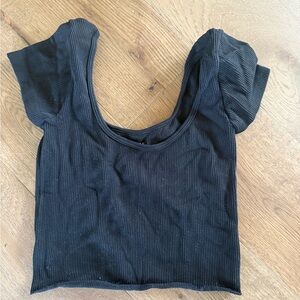 American Eagle Black Ribbed Crop Top
